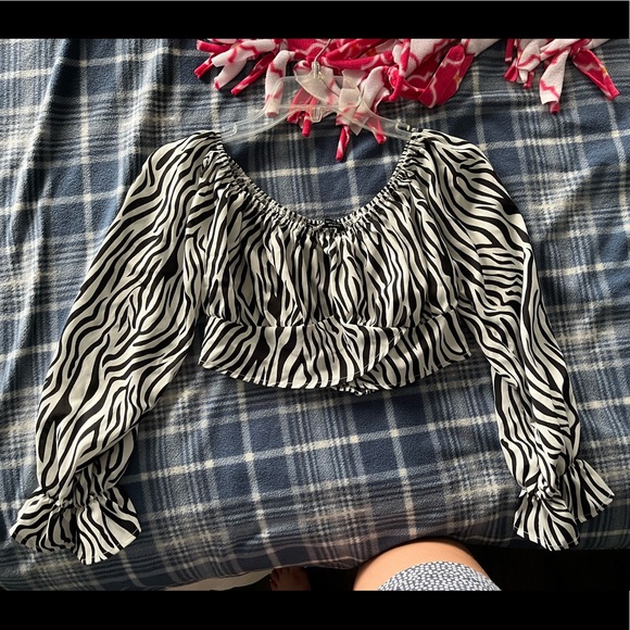 Cropped Zebra Long Sleeve Top - Picture 1 of 2